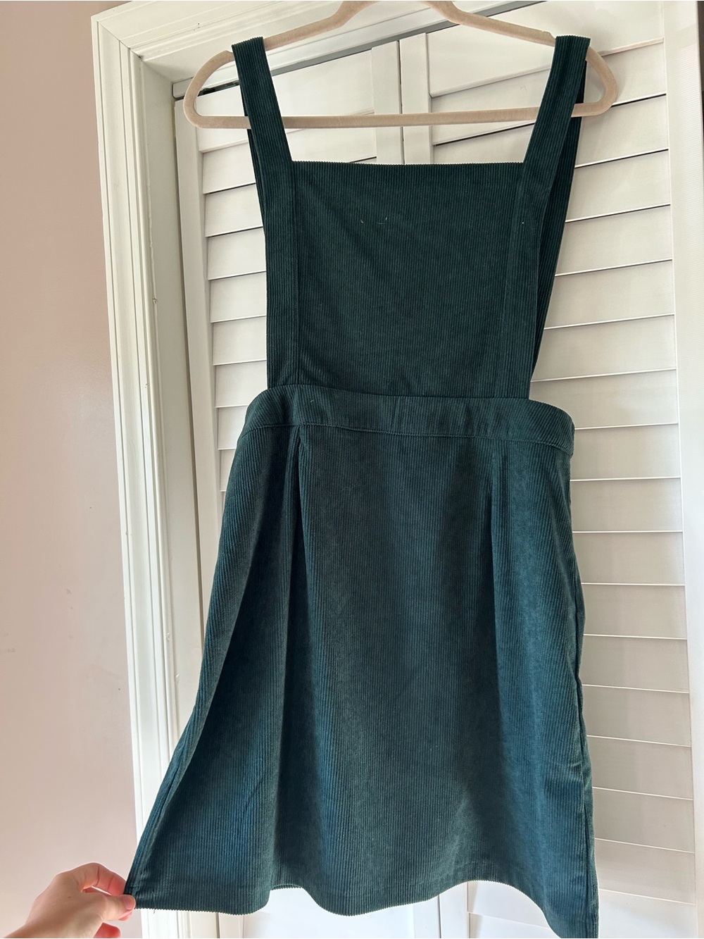 SHEIN Dark Teal Corduroy Pinafore Mini Dress